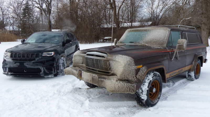 Illustration for article titled Towing An Old Jeep Through An Ice Storm With A 707 HP Jeep Grand Cherokee Trackhawk Was Truly Terrifying